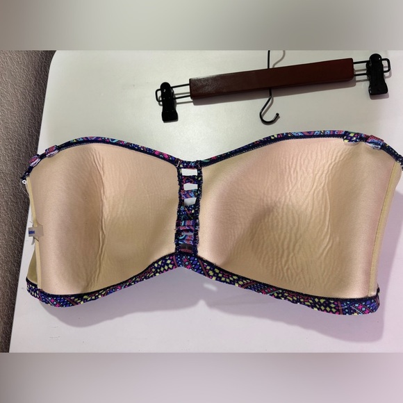 Swimsuits For All Purple Geometric Lattice Front Strapless Bandeau Bikini Top 24 - Picture 3 of 7